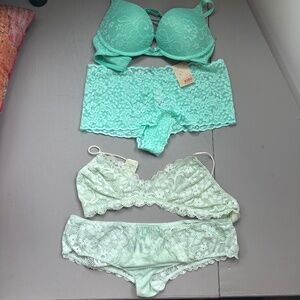 Green Lace Bra Bundle 34A, M Mint Sea Foam